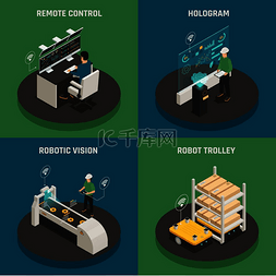 智能制造技术图片_智能制造 4 等距图标方形概念与全