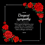 带有红玫瑰素描花的葬礼矢量卡带有雕刻花卉装饰的讣告海报最深切的同情字体带有花朵边框的复古卡片带有玫瑰和树叶的葬礼框架葬礼矢量卡红玫瑰花和叶子