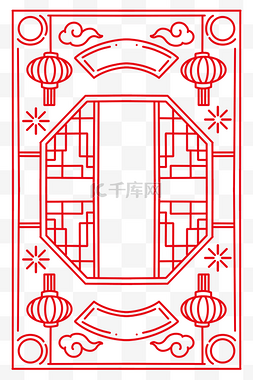 简约线条新年花纹横幅边框