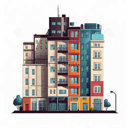 彩色建筑物图片_拥挤的城市建筑物