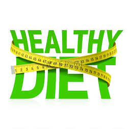 关心生活图片_健康的饮食习惯短语与测量磁带概