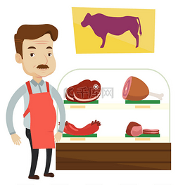 卡通屠夫图片_提供 butchershop 新鲜的肉的屠夫.