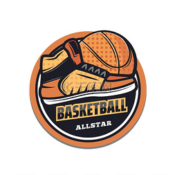 篮球运动矢量图片_篮球运动矢量图标的球和篮球比赛