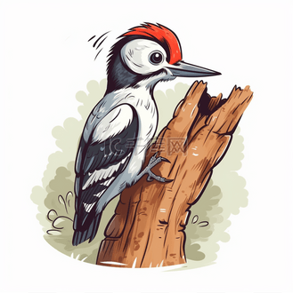 夏天啄木鸟抓虫子