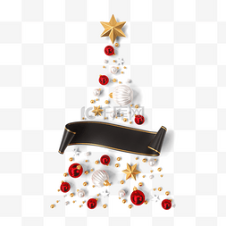 白色圣诞树图片_圣诞树六角星3d立体质感