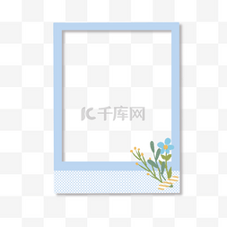 浅蓝色相框相纸边框花束花卉植物