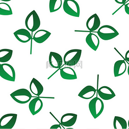 绿色花背景纹理图片_绿叶无缝图案，双色绿色和白色有