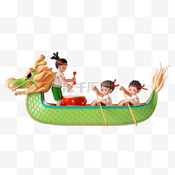 海盗人物玩偶图片_端午3D人物打鼓划龙舟