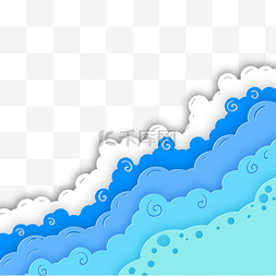 大海抽象图片_剪纸夏季海浪水花抽象