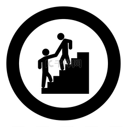 禁止攀爬图形标志图片_一名男子帮助攀爬另一名男子圆圈