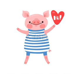 猪背景素材图片_贺卡与可爱的小猪。