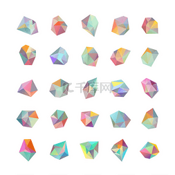 3卡通手绘彩色图片_彩色晶体的集合。几何形状.