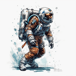 太空宇航员手绘图片_手绘宇宙工作宇航员