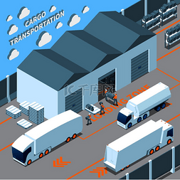物流运输货物图片_物流电动车、货物运输等距组合与