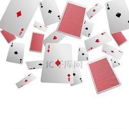 钻石矢量图片图片_扑克牌落在不同位置的混乱组成的