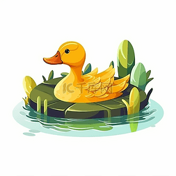 小鸭子池塘图片_一只在池塘里游泳的小鸭子