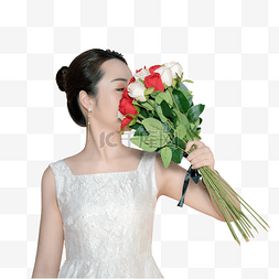 女生节图片_女生侧脸拿鲜花