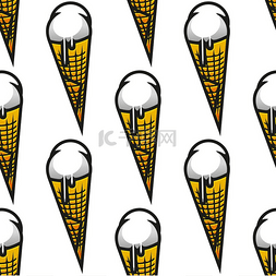 香草冰淇淋甜筒无缝背景图案方形