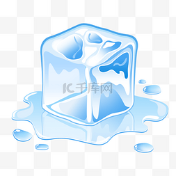 方块立方体图片_冰块融化纯净美丽蓝白色装饰