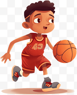 卡通男生打篮球体育运动