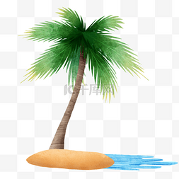 装饰景观图片_棕榈树沙滩水彩装饰