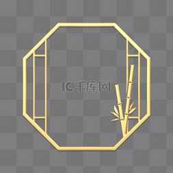 中国风竹叶循环图片_春季春天金色立体浮雕竹子边框