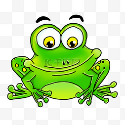 绿色卡通青蛙图片_卡通风格可爱青绿色坐立蟾蜍剪贴
