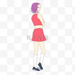 紫色头发女孩图片_紫色头发红短裙女孩韩国女团