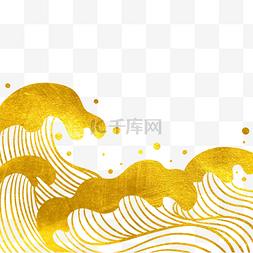 金箔线描图片_国潮烫金金线金箔海浪浪花