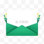 春季春天绿色植物信封信件边框
