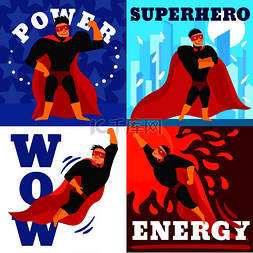 漫画效果矢量图图片_超级英雄关于人的力量和能量的设