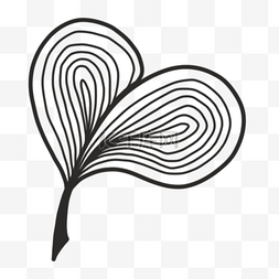 心形线条纹理雕刻风格植物叶子