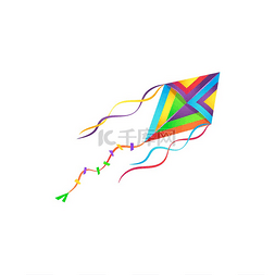 菱形图片_卡通风筝孤立的矢量图标五颜六色