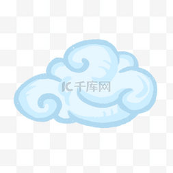 水彩手绘蓝色云朵图片_蓝色渐变卡通水彩云朵