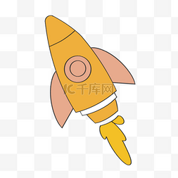 黄色卡通火箭图片_科学教育元素黄色喷气火箭