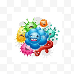 疫情背景图片_带有小愤怒病毒、微生物和怪物的