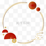 中式红金喜庆圆形边框圆框