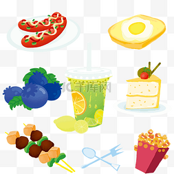 拉提米苏蛋糕图片_面包蓝莓野餐物品贴纸