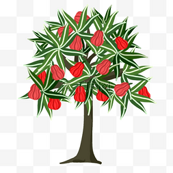 美味红色果实卡通水果树