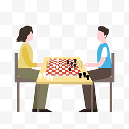 人物棋牌图片_扁平下棋对战人物