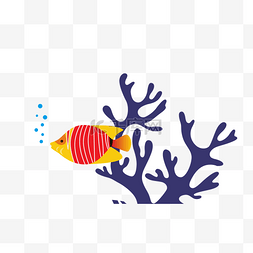 冬天动画场景素材图片_矢量场景海洋珊瑚鱼儿