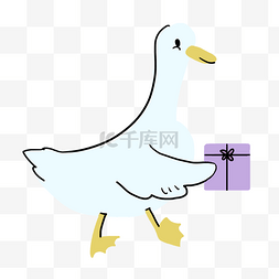 鸽子卡通动物图片_拿着礼物的鸽子抽象动物涂鸦