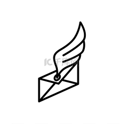 飞行的信封图片_邮件翼信息标志标识邮件翼信息徽