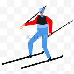 冬季滑雪冲刺人物