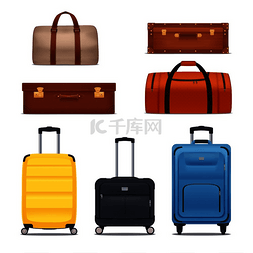 手提纸展开图图片_行李彩色套袋手提行李手提箱隔离