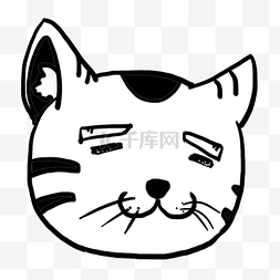 卡通猫咪头像创意黑白单色涂鸦