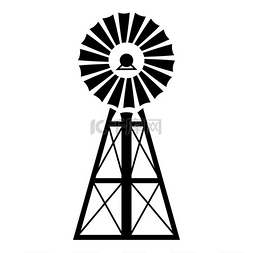 旋转风车矢量图片_风力涡轮机风车经典美国图标黑色
