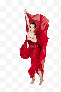 舞蹈美女红裙