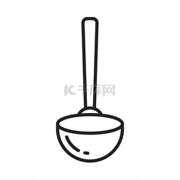 搪瓷勺子图片_勺子矢量细线图标厨房烹饪用具和