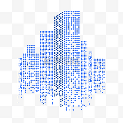现代抽象蓝色色块组合城市建筑